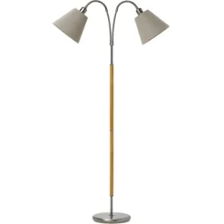 Tullgarn golvlampa tvåarmad, råjärn/ek 145cm