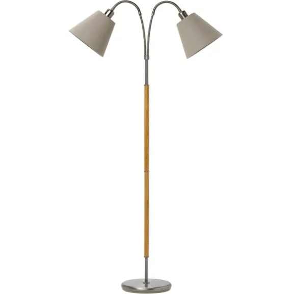 Tullgarn golvlampa tvåarmad, råjärn/ek 145cm