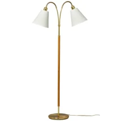 Tullgarn golvlampa tvåarmad, mässing/ek 145cm