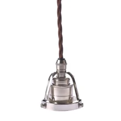 Upphäng 116 nickel/E27 nickel 2,5m brun tvinnad kabel