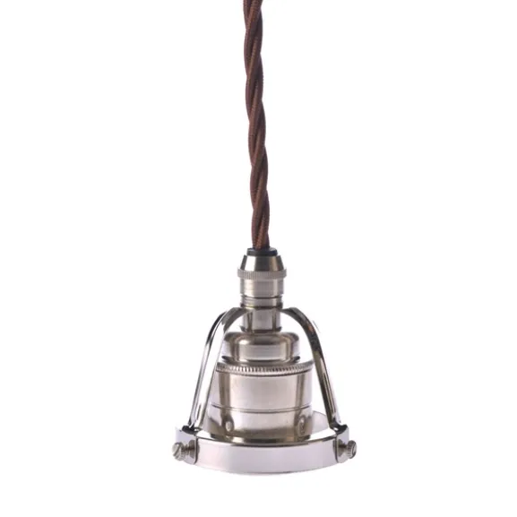 Upphäng 116 nickel/E27 nickel 2,5m brun tvinnad kabel
