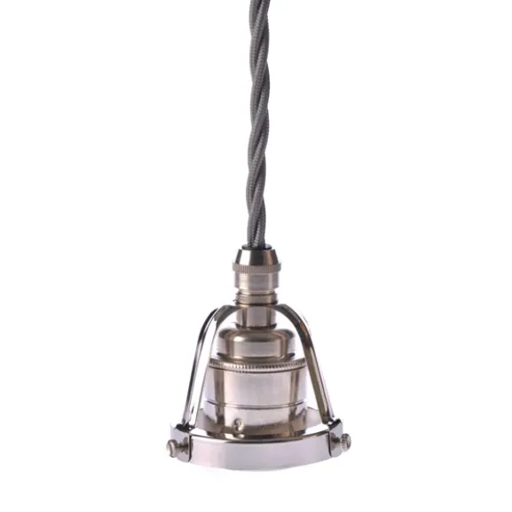 Upphäng 116 nickel/E27 nickel 2,5m grå tvinnad kabel
