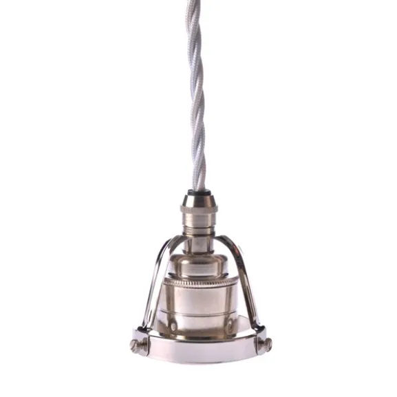 Upphäng 116 nickel/E27 nickel 2,5m vit tvinnad kabel