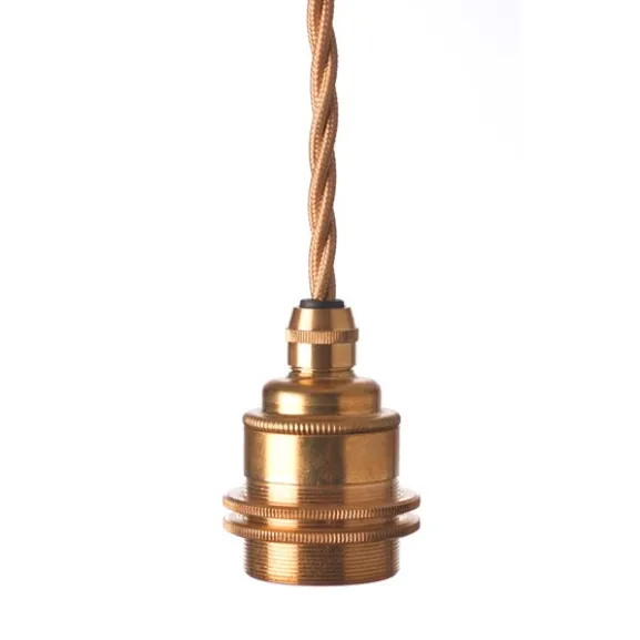 Upphäng E27 gäng. 2 ringar mäss 2,5m guld tvinnad kabel