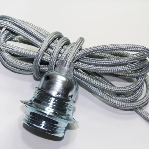 Upphäng E27 jordad, krom/silver 3m