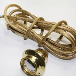 Upphäng E27 jordad, mässing/guld 3m