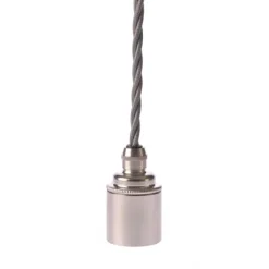 Upphäng E27 slät lamph. nickel 2,5m grå tvinnad kabel