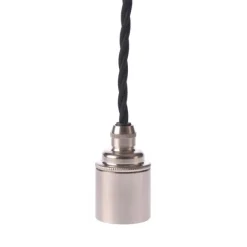 Upphäng E27 slät lamph. nickel 2,5m svart tvinnad kabel