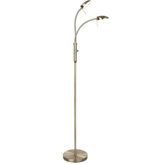 VEGAS Golvlampa LED 7W 2L Antik Messing
