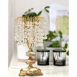 Vintage bordslampa med kristallskärm