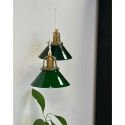 Vintage fönsterlampa, mässing/grön