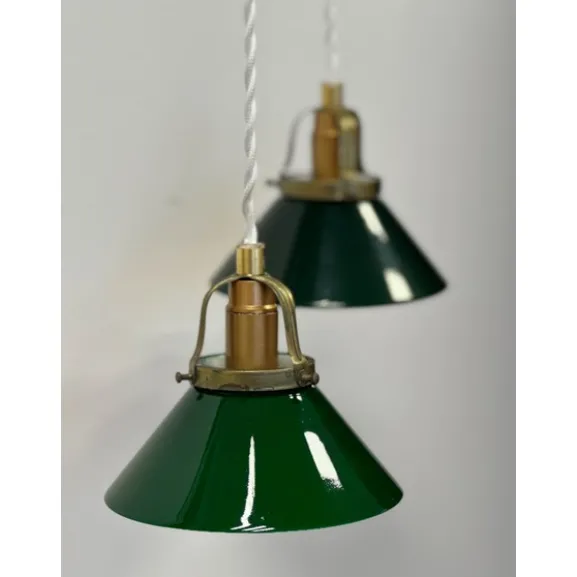 Vintage fönsterlampa, mässing/grön