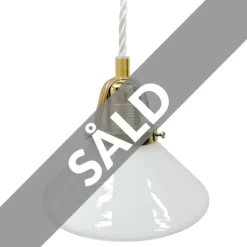 Vintage fönsterlampa skomakarskärm vit