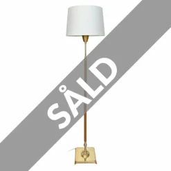 Vintage Golvlampa polerad mässing/läder