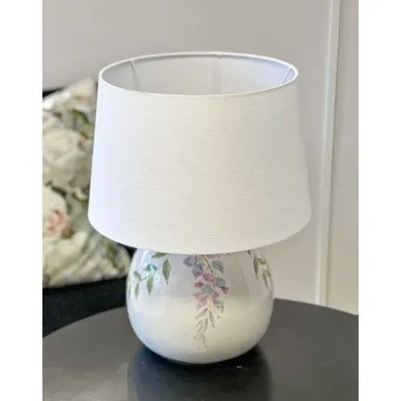 Vintage Lampfot porslin m blommor