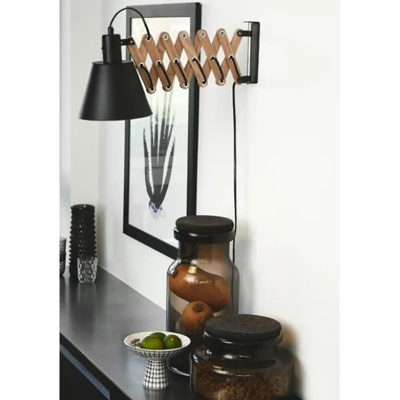 VINTAGE Vägglampa Svart/oljerat Valnöt