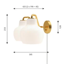 VL Ring Crown 2 vägglampa, opal/mässing
