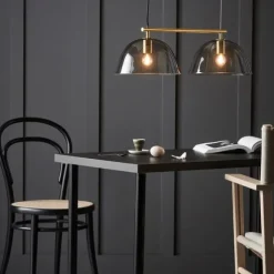 Wendo 70 taklampa, mässing/rökfärgad 70cm