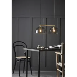 Wendo 70 taklampa, mässing/rökfärgad 70cm
